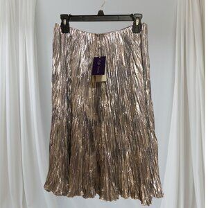 Ralph Lauren Purple Collection Malone Pleated Soft Foiled Georgette Skirt